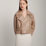 Cropped leather jacket