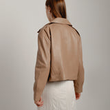 Cropped leather jacket